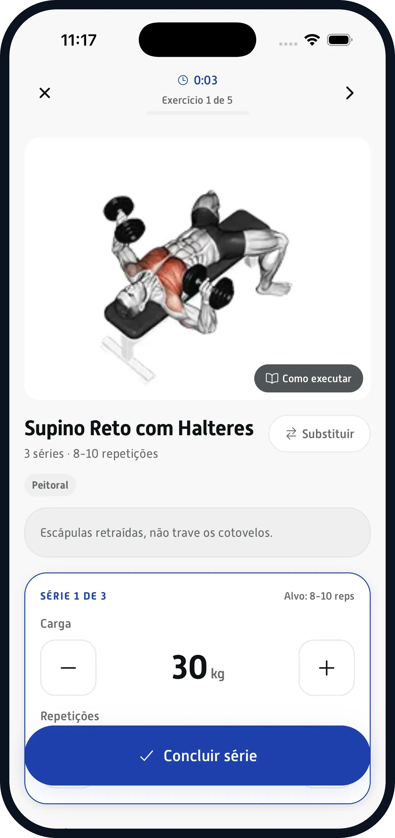 Carga registrada série a série. Ele registra na hora, e o histórico fica com você.